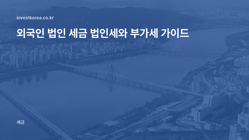 외국인 법인 세금 법인세와 부가세 가이드