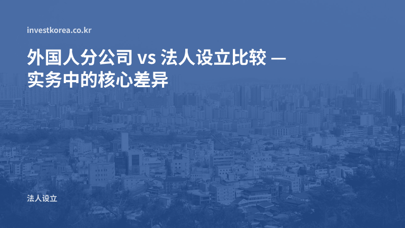 外国人分公司 vs 法人设立比较 — 实务中的核心差异