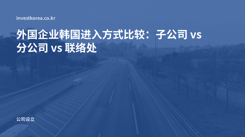 外国企业韩国进入方式比较:子公司 vs 分公司 vs 联络处